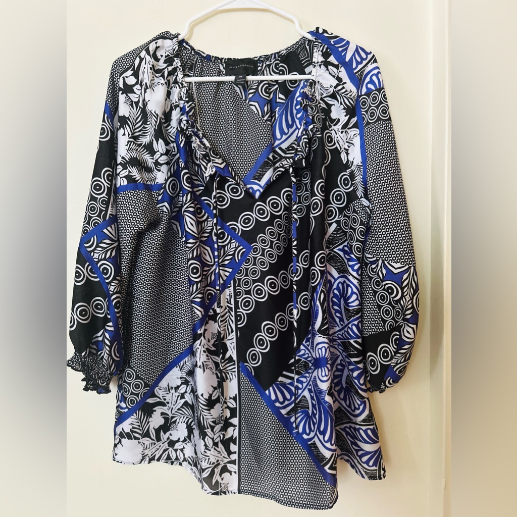 758 Investments Floral Abstract Printed Blouse